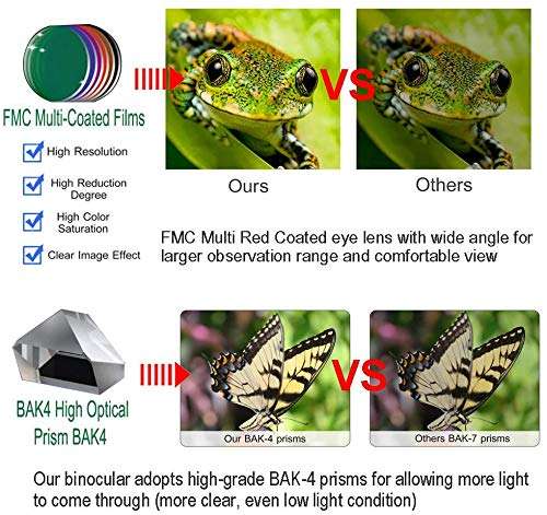 Sekera Compact Binoculars, Small Folding Binoculars with Low Night Vision, Large Eyepiece Easy Focus for Bird Watching Travel Hunting Concerts Sports, Waterproof Telescope (Black) 5