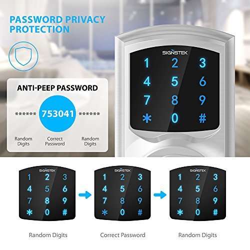 Signstek Digital Electronic Touchscreen Keypad Security Entry Door Lock Interchangeable for Left and Right Door Handle with Hidden Mechanical Key (Silver) 5