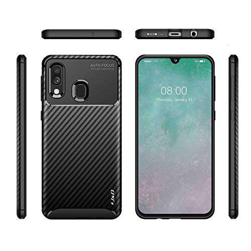 J&D Case Compatible for Galaxy A40 Case, Carbon Fiber Pattern Drop Protection Shock Resistant Protective TPU Slim and Anti-Scratch Soft Case for Samsung Galaxy A40 Bumper Case, Black 2