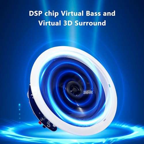 PNWCZ 6.5 Inch Bluetooth Ceiling Speakers 300W 2-Way Flush Mount Plus Wall Mount with in Wall Amplifier Receiver Perfect for Home Theater Office Bathroom(2 Speakers) 4