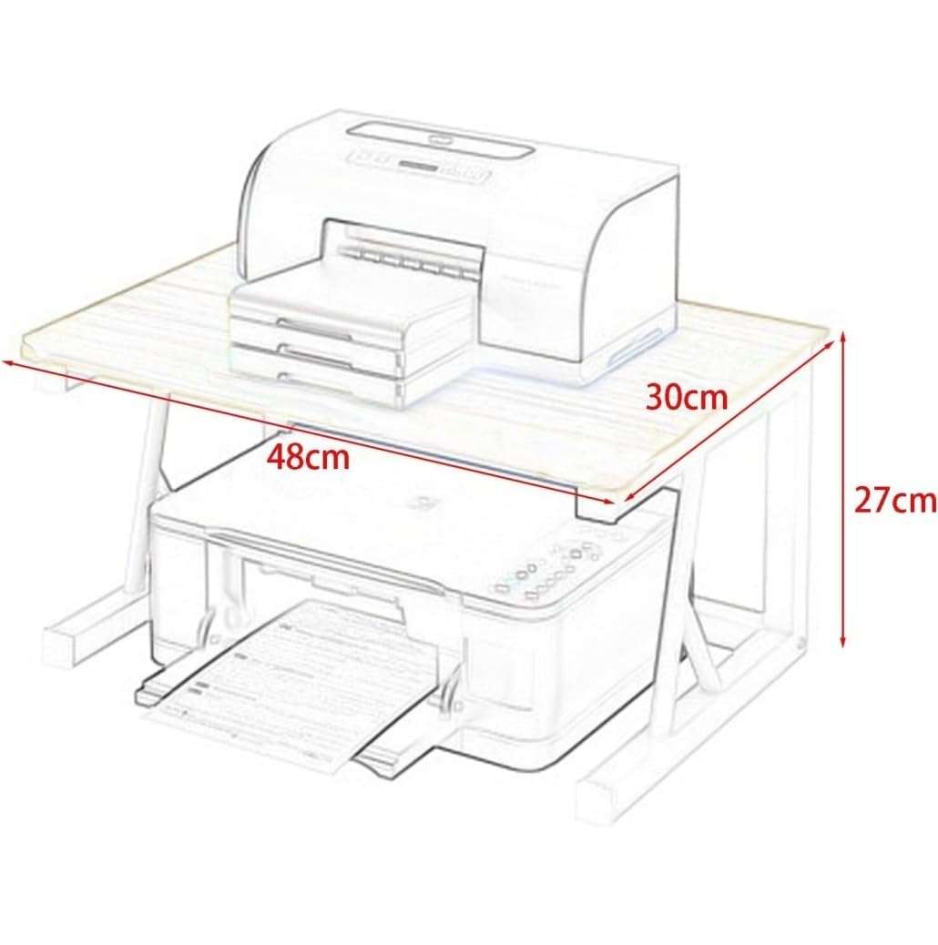 UWEREBFM Printer Stand Printer Stand Printer Desk Stand, Desktop Printer Stand 2 Tier Organizer Shelves, Computer Desktop Countertop Display Shelf Paper Shredder Stand 3