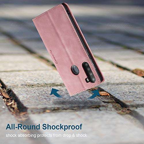 HAII Galaxy A21 Case, Flip Fold Leather Wallet Case with Credit Card Slot and Kickstand Magnetic Closure Protective Cover for Samsung Galaxy A21 (Pink) 6