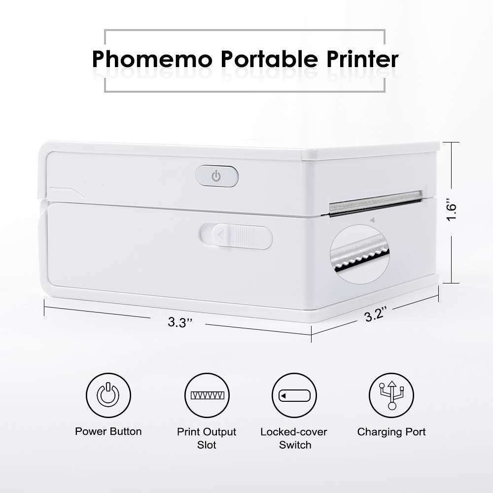 Phomemo M02 Mini Mobile Printer- Bluetooth Thermal Photo Printer with 3 Rolls Transparent Sticker Paper, Compatible with iOS + Android for Plan Journal, Study Notes, Art Creation, Work, Gift 3