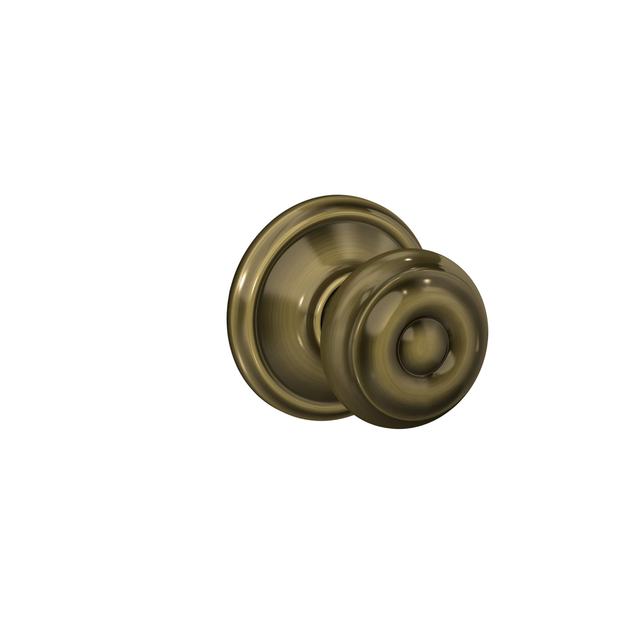 Schlage F10 GEO 609 Georgian Door Knob, Hall & Closet Passage Lock, Antique Brass 1