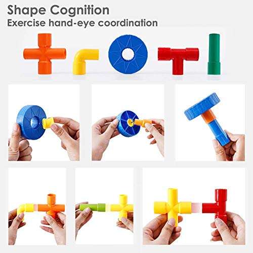tumtum coloured educational play and learn plastic building block set pipes puzzle set - blocks for kids ( 56 pieces )(jigsaw puzzle)- Multi color 2