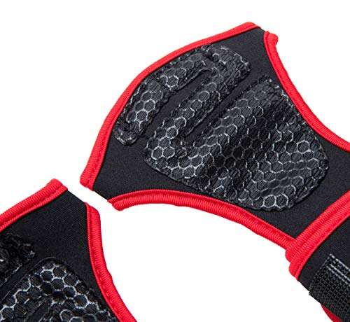 Mind Reader Pull-Up Glove Set, Secure Finger Holes, Textured Non-Slip Grip for Chin-Up Bars, Gymnastics, Circus Training, Aerial or Pole Fitness, Large, Red 4