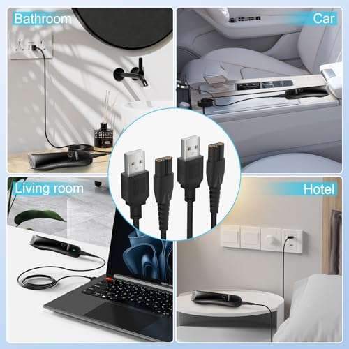 IBERLS 2 Pack Replacement Charger for Manscaped Lawn Mower 3.0 & 2.0, USB Charger Cord Power Supply for Weed Whacker Nose and Ear Hair Trimmer, Charging Cable Accessories Kit with Brushes 3