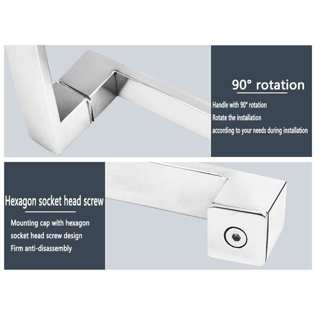 AWCPP Bathroom Handle Suitable for Family/Residential/Hotel/Clubhouse, Stainless Steel Glass Door Door Hardware Door Handle,Black,Hole Spacing 385Mm 4