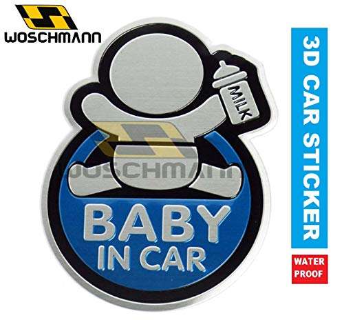 Woschmann-3D Waterproof Aluminum Baby in CAR Sticker-Blue 3