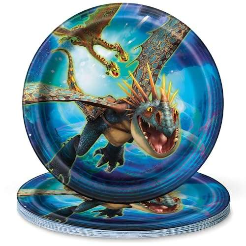 Unique Round Dessert Paper Plates - 7", How to Train Your Dragon, 8 Pcs 1