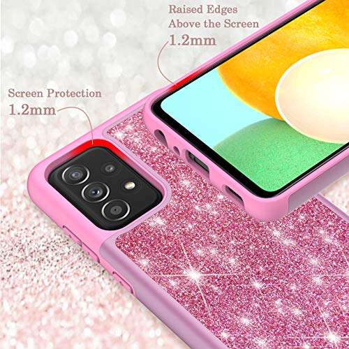 Glitter Case for Samsung Galaxy A52 / Samsung Galaxy A52 5G / 4G | 6.5 Inch | Cute Sparkle Protective Cell Phone Basic Case for Girls Women | TPU+PC Anti-Shock Anti-Scratch Covers 2021 (Pink) 4