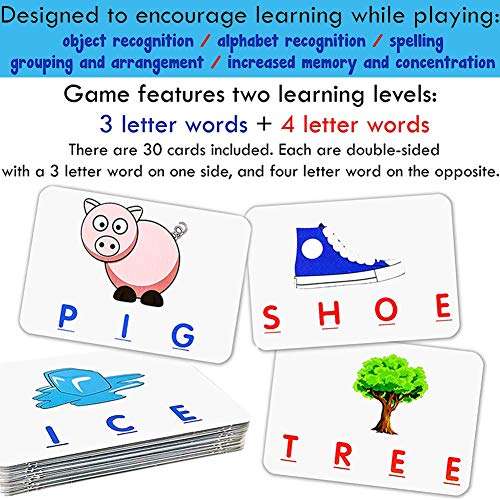 SOKULA Word Matching Letter Game, Letter Matching Board Game Toy Educational Learning Alphabet Recognition Spelling Reading Memory Game for Kindergarten Preschool Children Kids Boys Girls 5