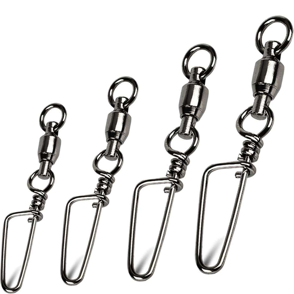 GERUITE Snap Fishing Swivels Ball Bearing Black Nickel Ball Bearing Swivels Saltwater Heavy Duty Barrel Swivels for Freshwater Saltwater Fishing#4(40 Pcs) 1
