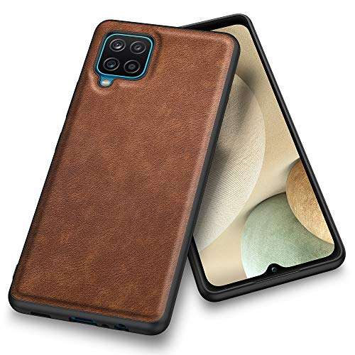 kqimi Case for Samsung Galaxy A12 5G, Premium Leather Slim Stylish Soft Grip Shockproof Anti-Scratch Protection Cover Cases for Samsung Galaxy A12（6.5" 2020 (Dark Brown) 1