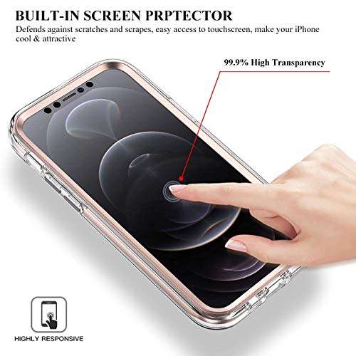 Troniker Stylish Bumper Case Designed for iPhone 12 Pro, Pink Marble iPhone 12 Case for Women Girls Boys Full-Body Protective Case Cover with Built-in Screen Protector 3