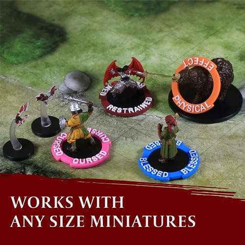 DND Miniatures Condition Markers - 96 Rings to Track 24 Different Status & Spell Effects for RPG/DND Minis Like Dungeons and Dragons 5th Edition & Pathfinder Perfect DnD Gifts & D&D Accessories Tokens 4