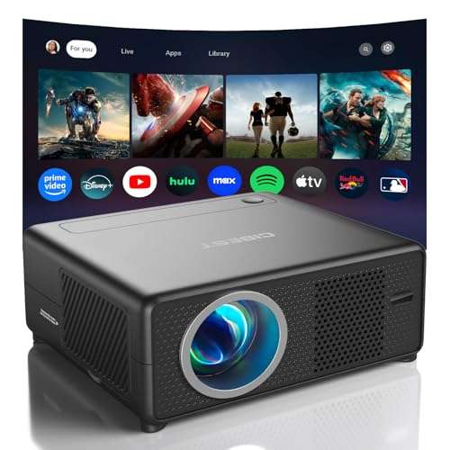 CiBest Mini Projector with WiFi and Bluetooth, Compatible with Netflix/YouTube/PrimeVideo, Electric Focus & Keystone, Short Throw Full HD 1080P Supported, Portable Outdoor/Indoor Use 1