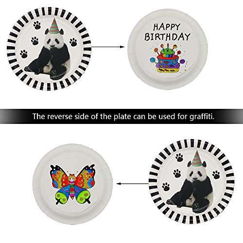Pandecor Panda Party Supplies, 50 Pack 7 Inch Panda Disposable Paper Dessert Plates for Kid's Panda Themed Birthday Party Supplies 4
