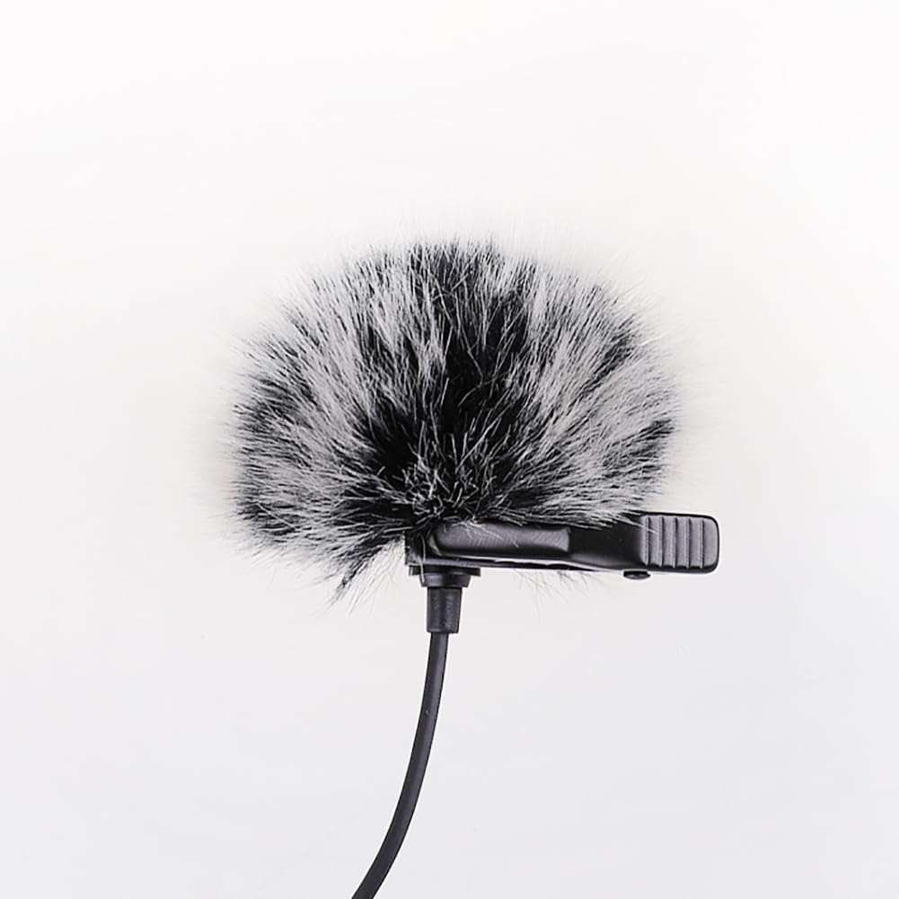 GSHLLO 2 Pcs Furry Lavalier Microphone Cover Lapel Microphone Wind Muff Small Fur Mic Wind Screen Soft Mic Protection Cover Dead Cat Mic Windscreen Plush Mic Windshield 3