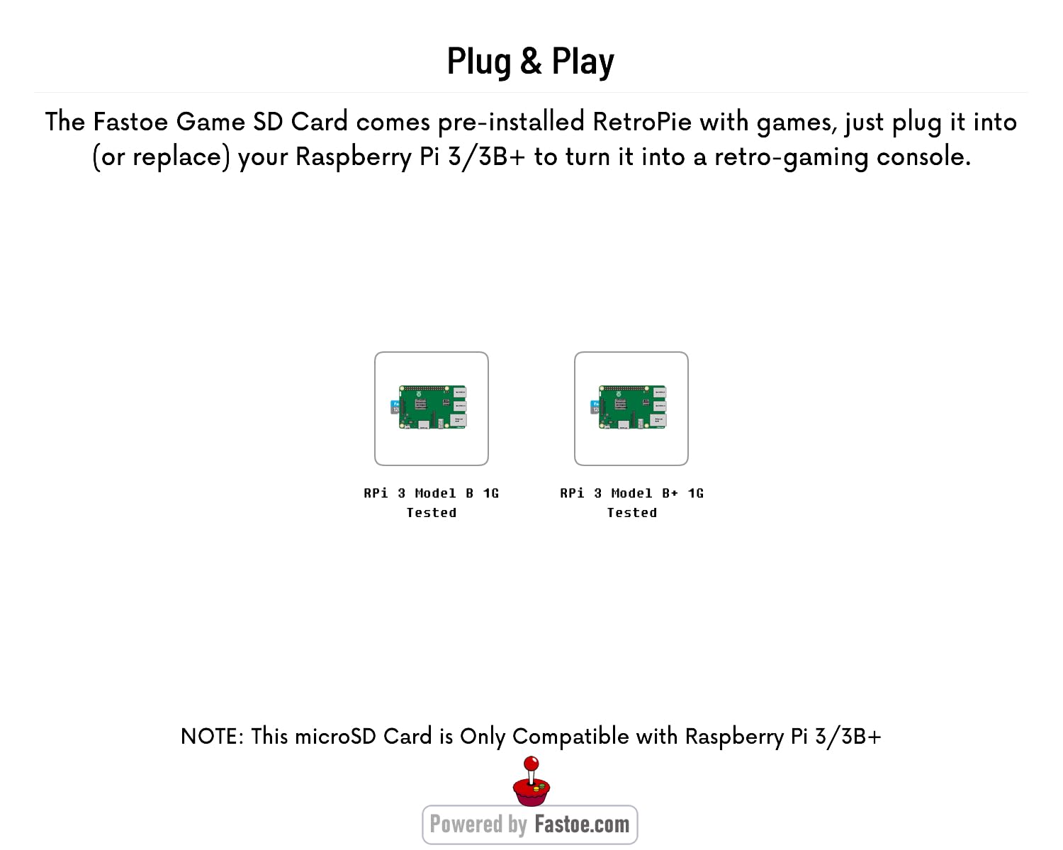 Fastoe 128GB Gaming microSD Card Preinstalled RetroPie with Games for Raspberry Pi 3/3B+ 3