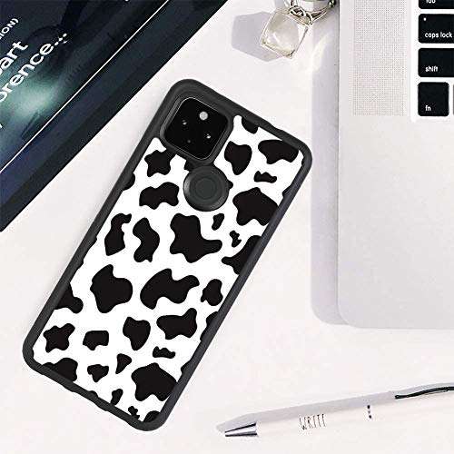 KANGHAR Google Pixel 5 Tire Cow Black White Slim Anti-Scratch Shockproof Skid Outline Durable PC Layer TPU Bumper Anti-Dropping Full Body Protection Cover -6 Inch 6
