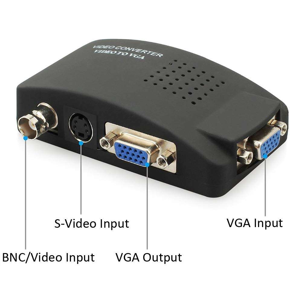 Usee BNC S-Video VGA to VGA Converter CCTV Camera PC to TV VGA Input to VGA Output Laptop Computer Monitor Converter Adapter for DVR DVD Player Support PAL NTS 2