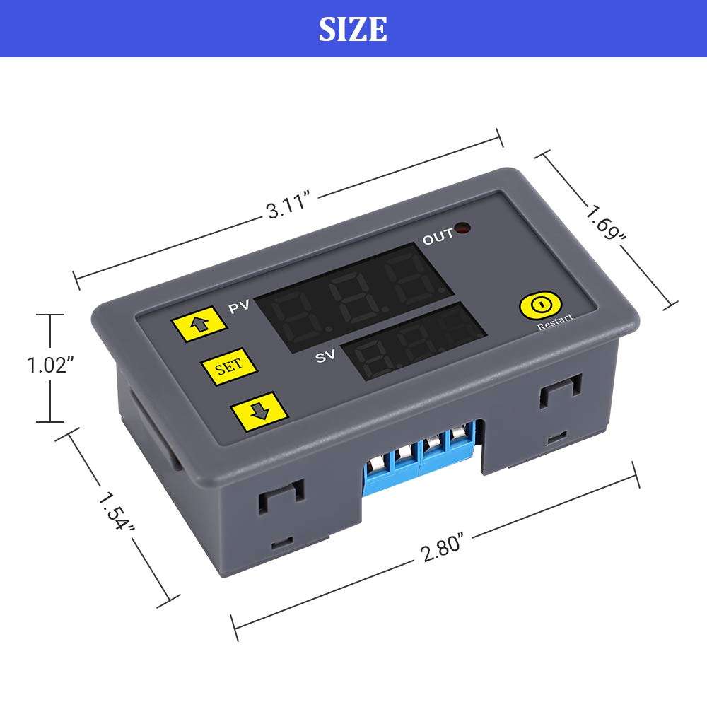 YEMIUGO Temperature Controller Module DC 12V Programmable Digital Thermometer Dual LED Display Thermometer with K-Type Thermocouple Thermostat High Precision Sensor Probe -60℃-500℃ 6