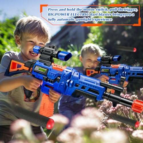 Bigpower Electric Kids Toy Sniper Rifle with Scope Tactical Vest Kit,4 in 1 Automatic Kids Sniper Rifle Toy Guns for Boys 8-12,Rifle Dart Guns Big Size,Toy Guns with Removable Magazines（2 Pcs 6