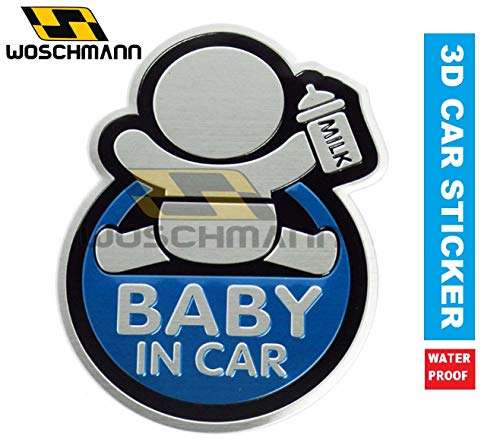 Woschmann-3D Waterproof Aluminum Baby in CAR Sticker-Blue 2