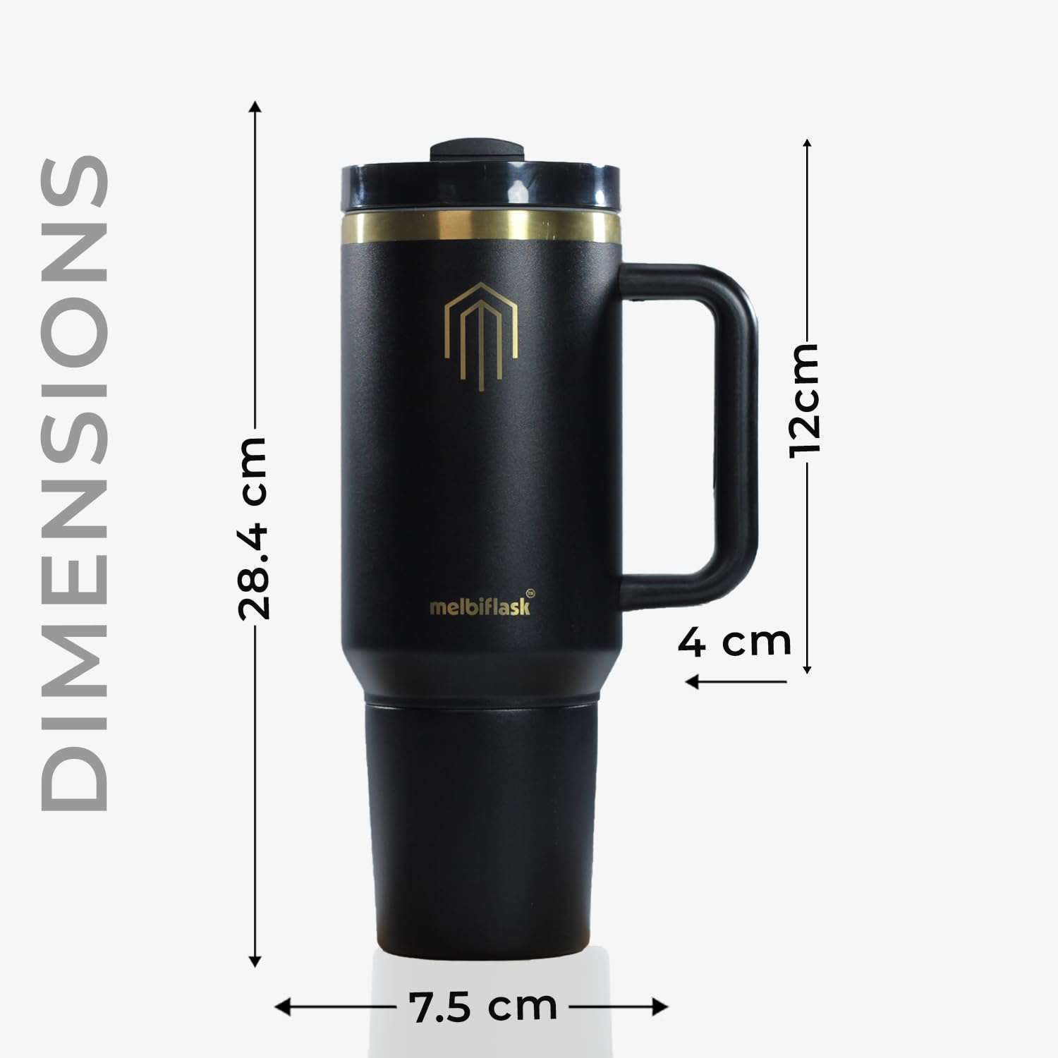 Melbify | 2 in 1 Melbicup Vacuum Insulated Mug with Storage Cup |1200 ML | Gold Rim | Hot 6 Hrs & Cold 12 Hrs | Thermos Mug with Hangle | Dual Sip Lid | Ideal for Travel, Office,Home, Gym & Gifts 5