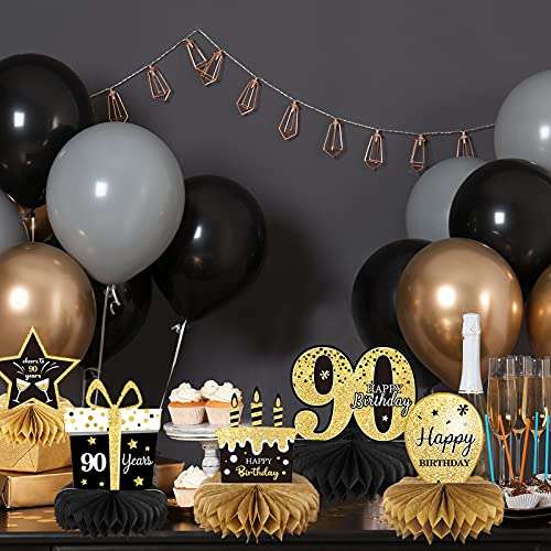 9 Pieces 90th Birthday decorations 90th birthday centerpieces for Tables Decorations Cheers to 90 Years Honeycomb Table Topper Happy 90th Birthday Decorations for Men and Woman Sixty Years Birthday Party Supplies 6