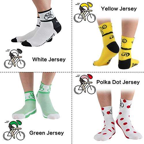 LIN 4 Pack Cycling Socks for Men & Women - Performance Moisture Wicking CoolMax Ankle Socks for Mountain Road Bike Sports 5