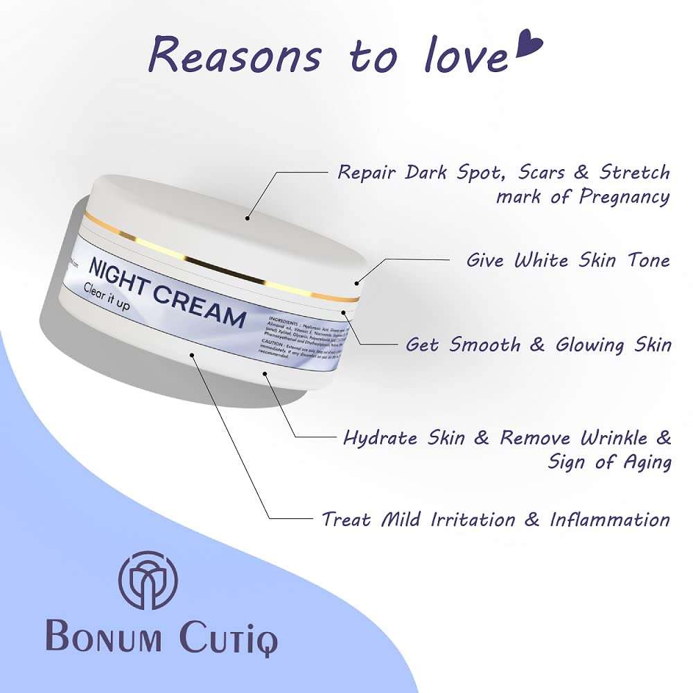 BONUM CUTIQ Night Cream Skin Whitening & Smooth | Remove Dark Spot, Pregnancy Mark & Scars | Repair Wrinkle & Sign of Aging | Treat mild irritation & inflammation 4