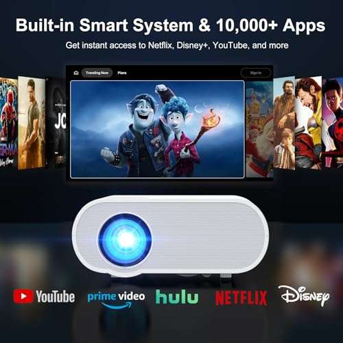 Smart Projector, HOMPOW UHD 4K Projector with WiFi and Bluetooth, Built-in Streaming System Outdoor Projector, Home Cinema Projector for iOS/Android 2