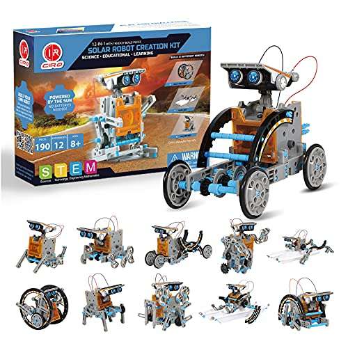CIRO 12-in-1 Solar Robot Toys, STEM Education Activites Kits for Kids 8-12, 190 Pieces Building Sets 1