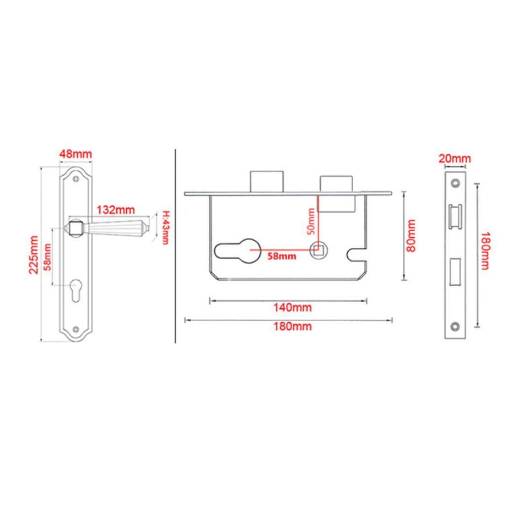 YFMMM Bedroom Durable Handle Latch Kit Indoor Swing Door Silent Mechanical Hardware Locks keyed deadbolt Lock Mechanism Hardware,Black 3