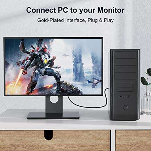 UKYEE Displayport to DVI Cable 6 Feet/1.83M 2-Pack, Display Port(DP) to DVI-d Male to Male Adapter Cable Compatible with PC, Laptop, HDTV, Projector, Monitor, More- Gold-Plated 2