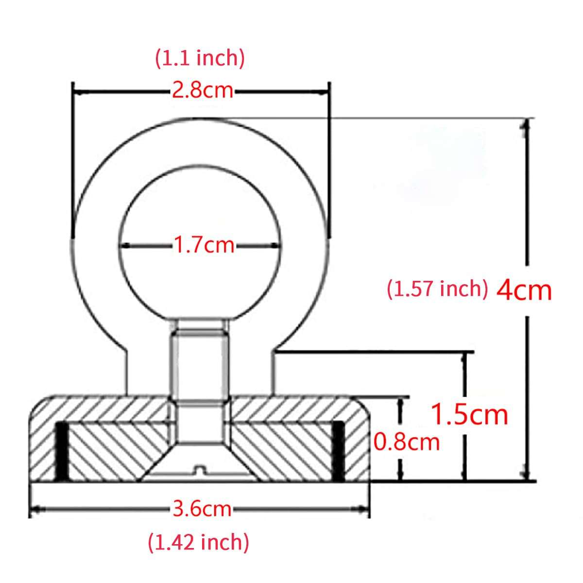 36mm Fishing Magnet, 20-39kgf Vertical Pulling Force Strong Magnets, Powerful Magnet Heavy Duty, Magnets Fishing for Underwater Retrieval, Salvage and Fishing (No rope included) 3