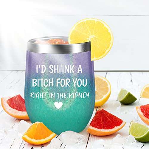 Nurforta Gifts for Best Friend - Funny Birthday Gifts for Women, Bestie, Sister Gifts from Sister, Friendship Gifts - Vacuum Insulated Tumbler with Keychain Glitter 12oz 6