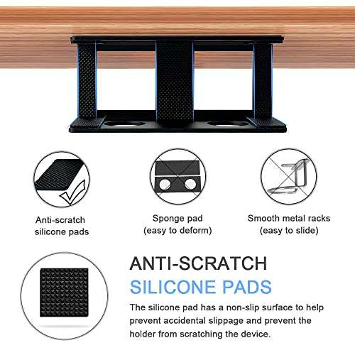 IFCASE Under Desk Laptop Mount, Metal Under Desk Shelf Holder for Laptop, Mac mini, MacBook, Keyboard with Anti-Scratch Silicone (Black) 4