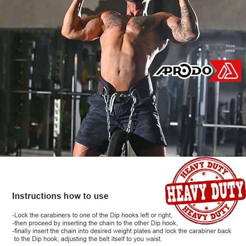 Aprodo Sports DIP Belt with Steel Chain 36 INCHES Weighted Chain for DIPS Pull UPS Weight Lifting Crossfit ONE Size FITS All (RED) 3