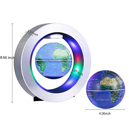 Magnetic Levitation Floating World Globe Desk, 4'' Electronic Antigravity Magnetic Levitating Floating Globe with Colorful LED World Map (English version) 4
