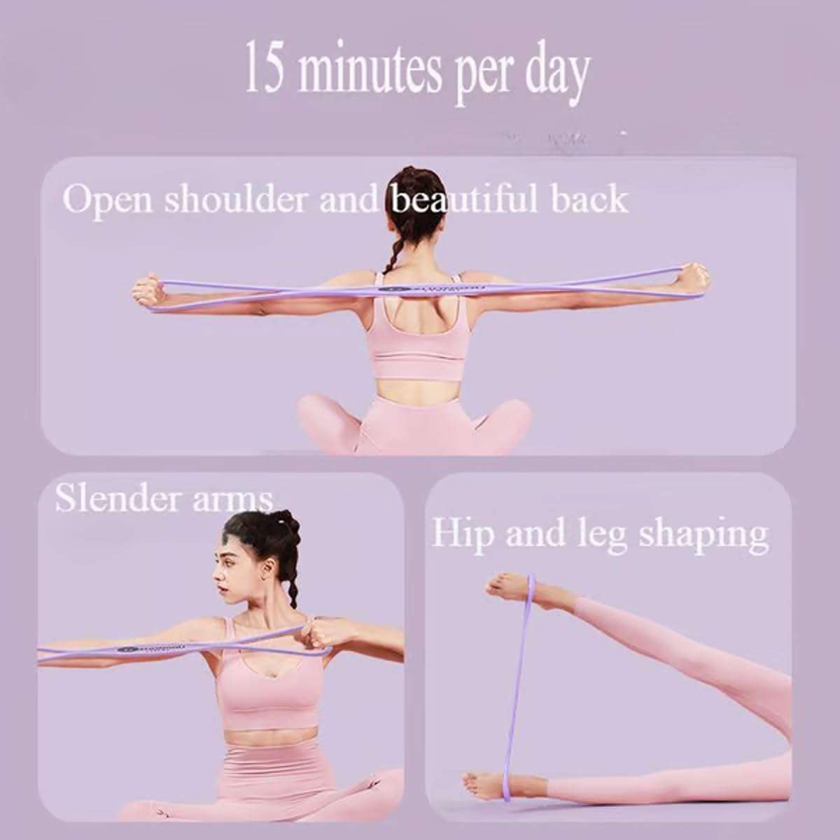 Resistance Bands, Figure 8 Exercise Bands with Handles for Women and Men, Elastic Stretch Bands for Working Out, Full Body Training, Arm, Chest, Shoulder, Yoga (15lbs+25lbs+35 lbs) 4