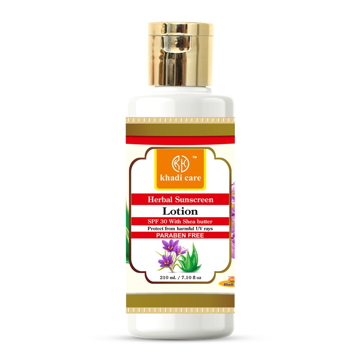 Khadi Care Herbal Sunscreen Lotion (SPF 30) With Sheabutter | Hydrates & Nourishes | 210ml