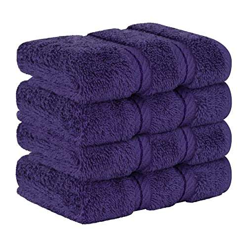 American Soft Linen Premium Turkish Genuine Cotton, Luxury Hotel Quality for Maximum Softness & Absorbency for Face, Hand, Kitchen & Cleaning (4-Piece Washcloth Set, Purple) 6