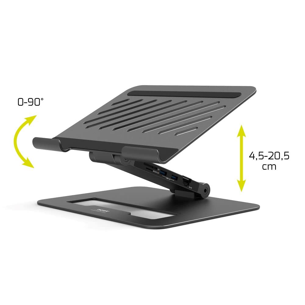 Port Connect 2 in 1 USB-C Docking Station with Stand for Laptop Notebook 7 Devices 85W 5GB/s EU 3