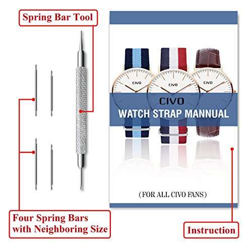 CIVO Heavy Duty G10 Zulu Military Watch Bands Premium Ballistic Nylon Watch Strap 5 White Rings with Stainless Steel Buckle 20mm 22mm 24mm … (Smoke Grey, 24mm) 2