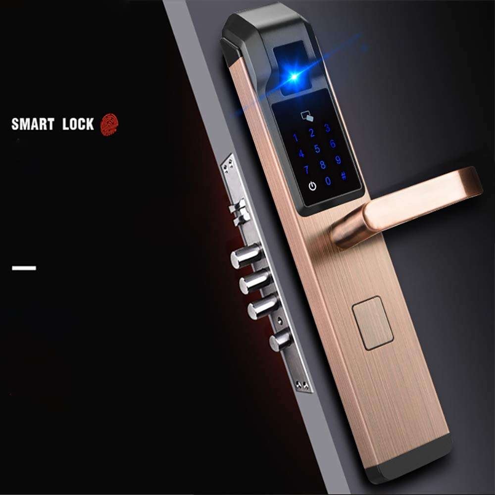 CYYDBB Door Handle with Lock Smart Semiconductor Password Door Levers APP Fingerprint Lock Card Electronic Lock OEM Doorknobs for Doors Suitable for Security Doors, Villas, Homes.(Pair),Silver 2