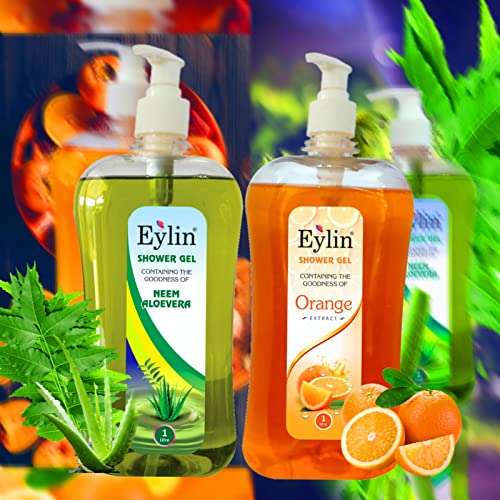 Eylin Herbal Shower Gel Orange Extract & Neem/Aloevera Extract (Combo 1 Liter Of Orange Extract & 1 Liter Of Neem/Alovera Extract) 1