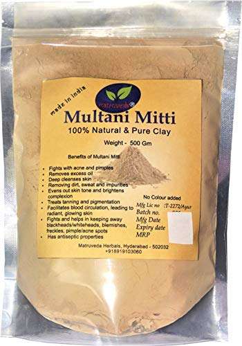 Matruveda Pure and Natural Multani Mitti Powder for Hair and Skin Care, 500 gm 1